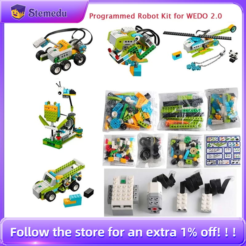 Diy Electronics For Kids - STEM We-do2.0 45300 コアプログラミングキット互換性のあるlegoed教育ビルディングブロックキット280個&センサー電子レンガ付き