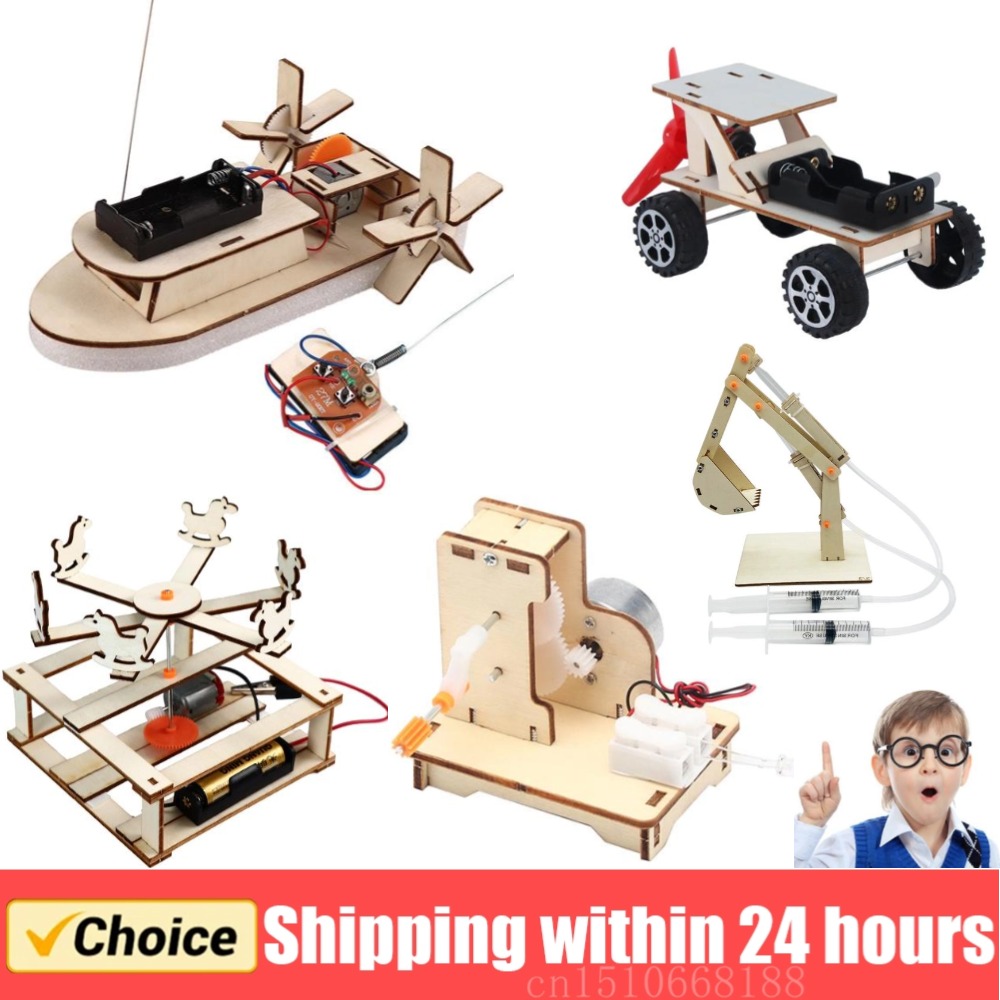 Diy Electronics For Kids - 子供のためのDIY木製ボートモデル科学玩具、電気ステム、教育教育キット、3D組み立て、科学実験