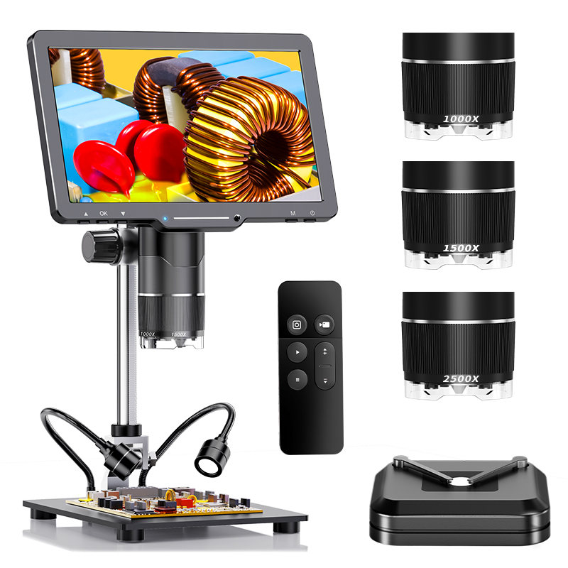 Diy Electronics Microscope - HDMIデジタル顕微鏡カメラ,ビデオカメラ,DIYエレクトロニクス,電話修理,はんだ付けツール,2500x,3レンズ,2K, 10.1インチIPSスクリーン