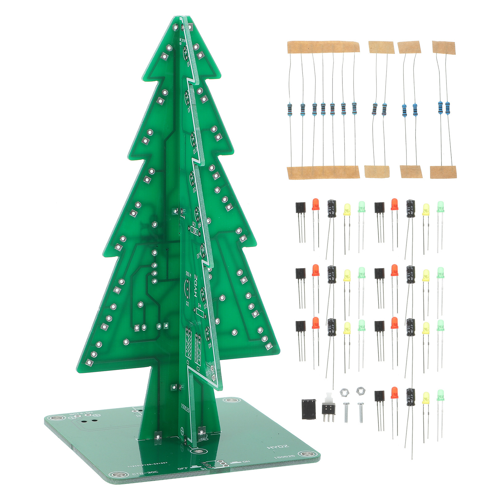 Diy Electronics Projects For Adults - LEDクリスマスツリーキット 3DフラッシングDIY電子回路 大人向け フラッシングライトDIYキット 電子インターンシッププロジェクト
