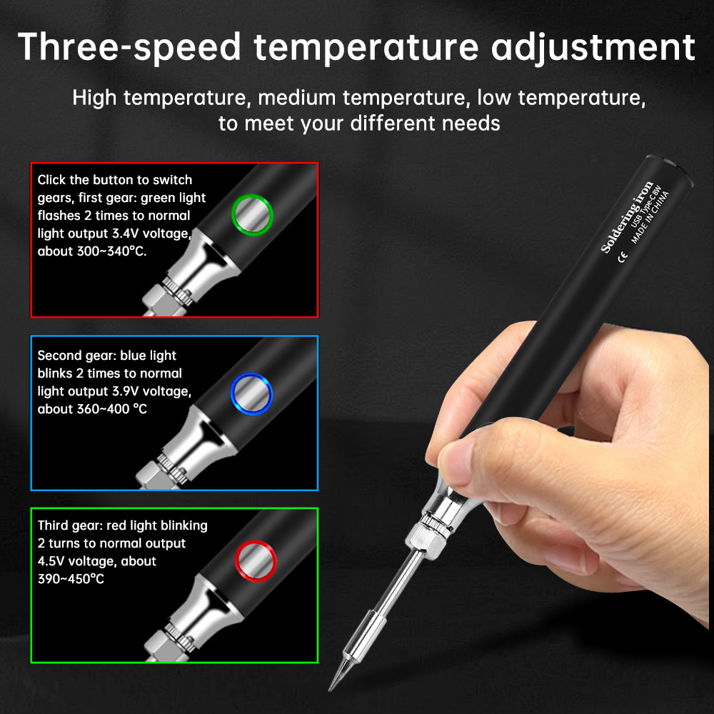 ミニUSB Type-Cはんだごて 3段階温度調節可能 ポー - Flux Pen Electronics のレビューと価格