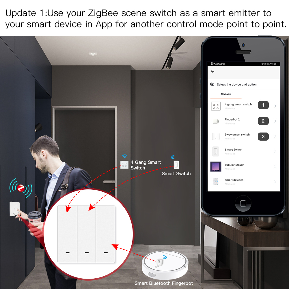 MOES Tuya ZigBee シーンスイッチ ワイヤレス - Push Button Tactile のレビューと価格