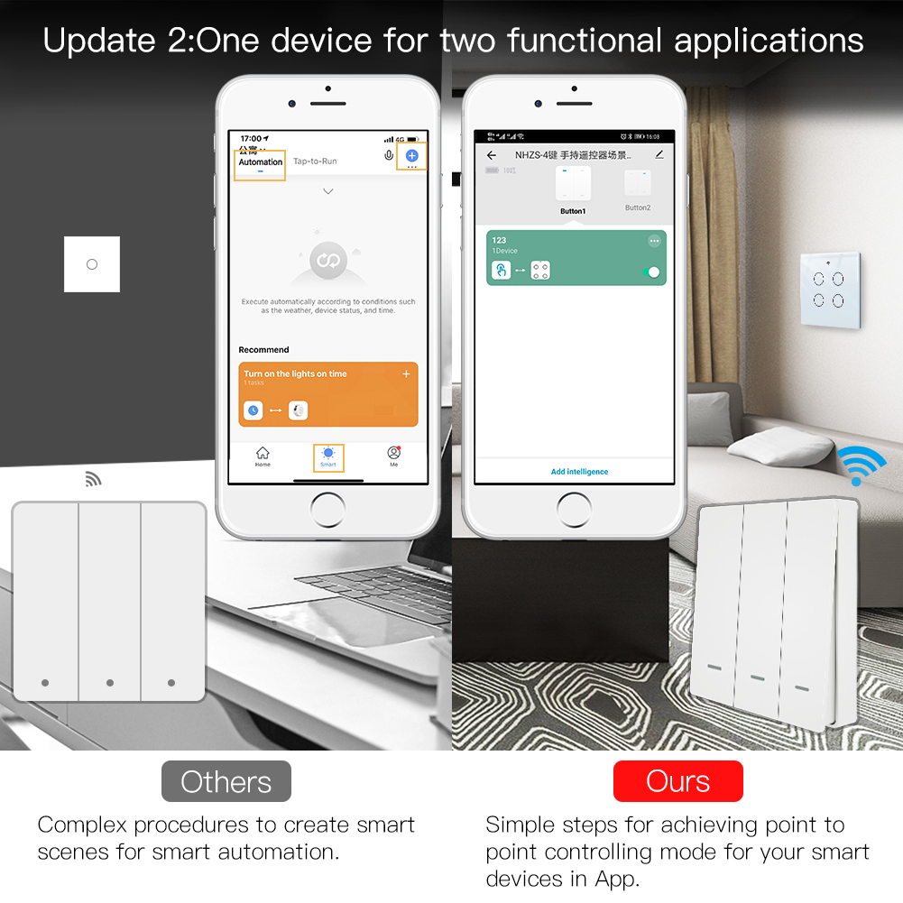 MOES Tuya ZigBee シーンスイッチ ワイヤレス - Push Button Tactile のレビューと価格