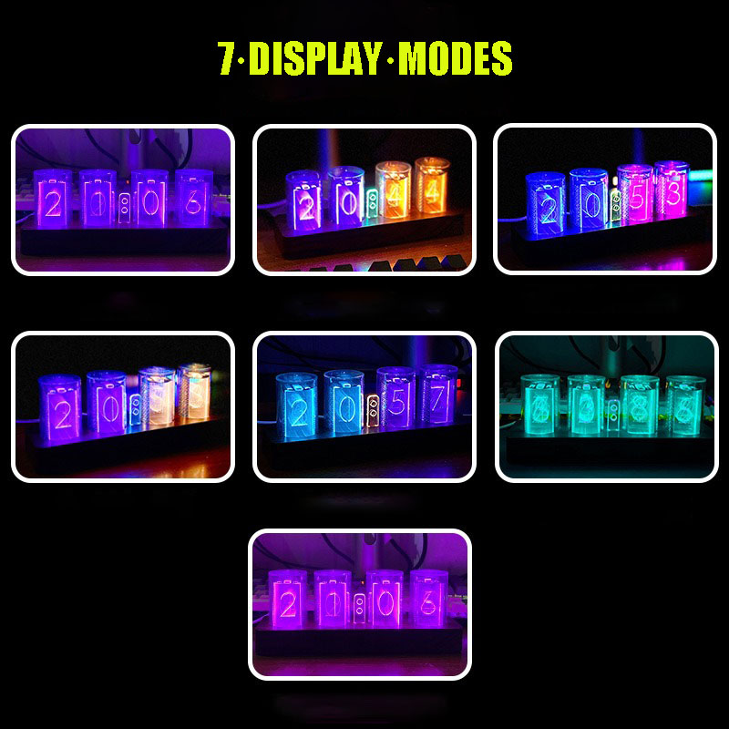 カラフルな RGB グローチューブデジタル時計 e スポーツ - Diy Electronics Desk のレビューと価格