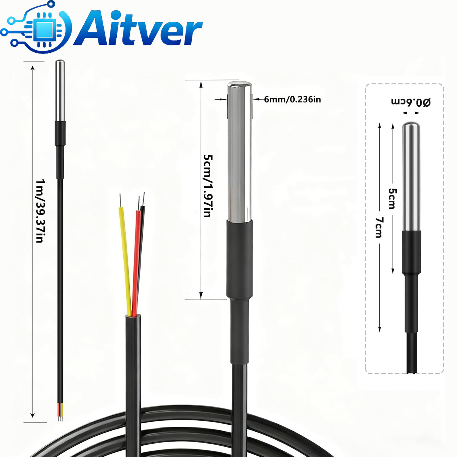 DS18B20 防水温度センサープローブ 1M 2M 3M  - Ds18B20 Temperature Sensor のレビューと価格